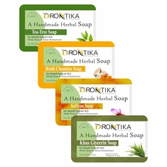 Tea Tree, Haldi Chandan, Saffron & Khus Glycerin Handmade Soap (Pack of 4)